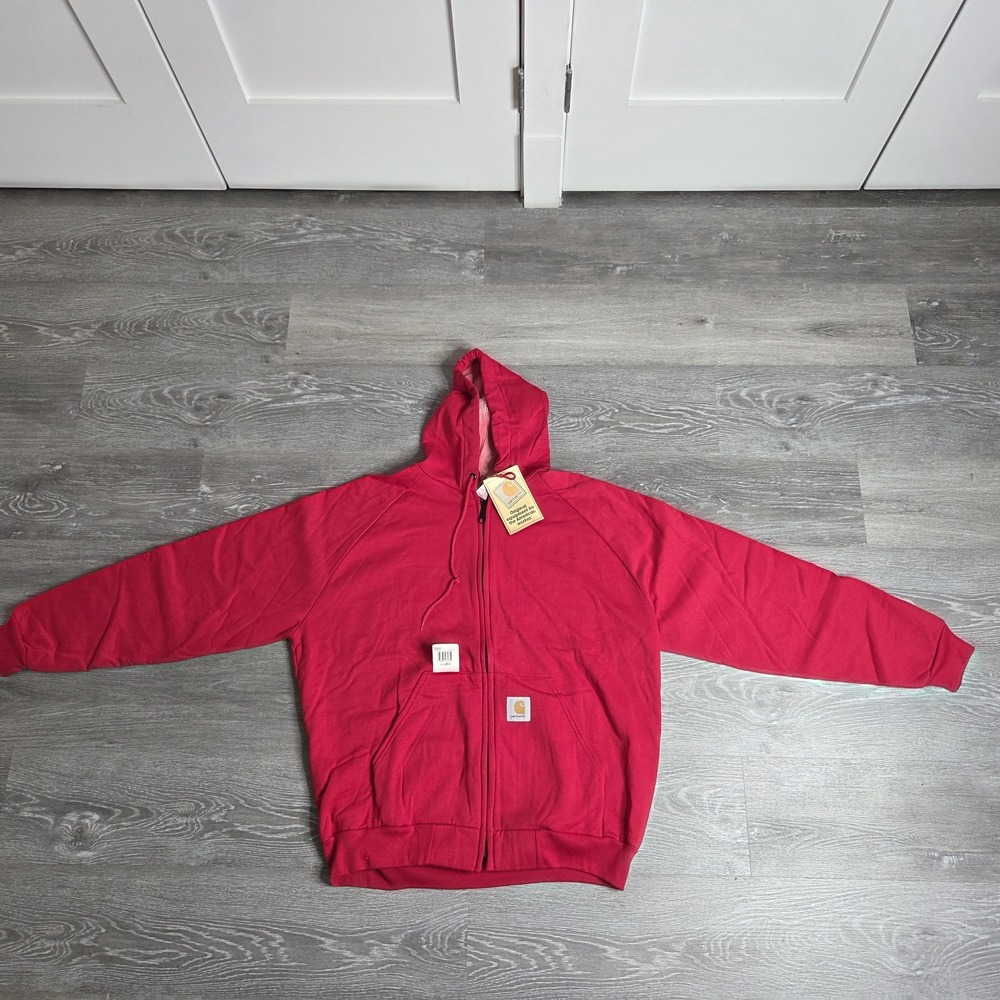 Men's Carhartt Dark Red Full-Zip Hooded Sweatshirt NWT - Size XL